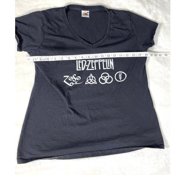 Led Zeppelin Women’s V-Neck Band Tee Black Size L - Picture 3 of 6